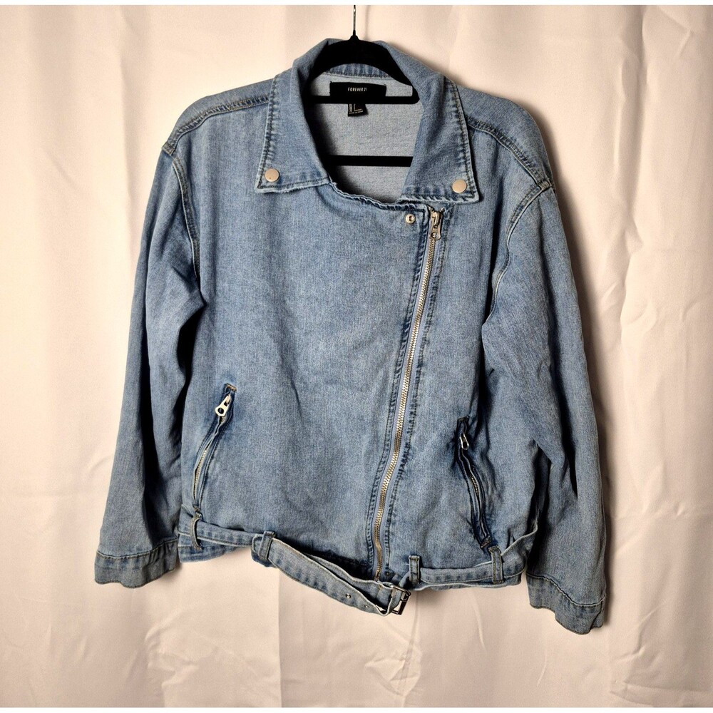 Denim Moto Style Jacket Size L Gothic Rock Punk Indie Sleaze 90s Retro Revival